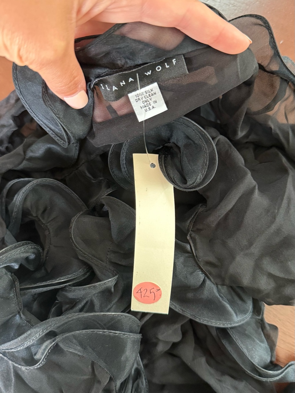 Black Ruffle Chiffon Scarf - Elegant Women's Wrap - Picture 2 of 2